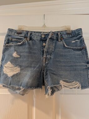 Topshop Ashley Light Blue Distressed Denim Shorts